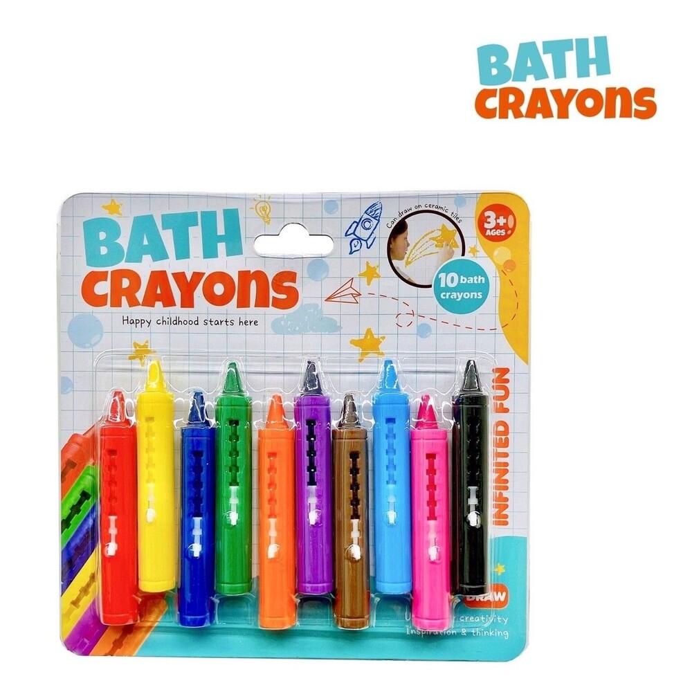 BATH CRAYONS 10 PCS Kids Bath Drawing Washable Color Crayons Tub Toys 3+